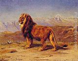 Rosa Bonheur Canvas Paintings - Lion in a Landscape